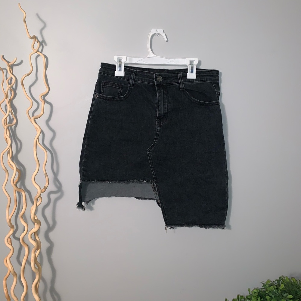 Nasty Gal Distressed Asymmetrical Jean Skirt ⚡️